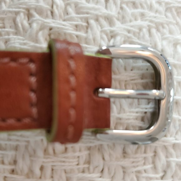 Coach Boyfriend NeonGreen Dial Brown Leather Strap - Picture 5 of 8